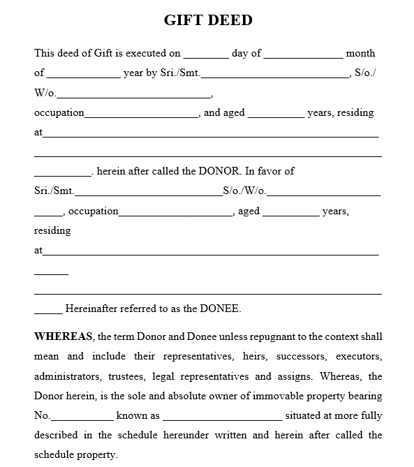 Property Gift Deed in India: Stamp Duty, Format, Rules & Relation